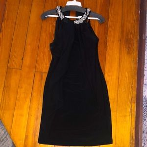Cache Women’s Black Dress with neck appliqué, size 4